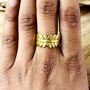 High Demand Boho Leaf <b>Rings</b> for Women Brass <b>Rings</b> 18k Gold Plated Floral <b>Crown</b> Vintage Nature <b>Rings</b> for Wholesale/OEM/ODM - Product Image 6