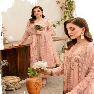 Elegante hermoso lujo Organza Maxi vestido largo pakistaní trajes para adultos Ramsha volumen boda mujer Boutique vestido de novia - Product Image 3