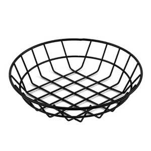 Cesta de frutas moderna de alambre negro, redonda y poco profunda, para almacenamiento de productos, soporte de exhibición de pan para encimera de cocina, organizador de mesa - Product Image 5