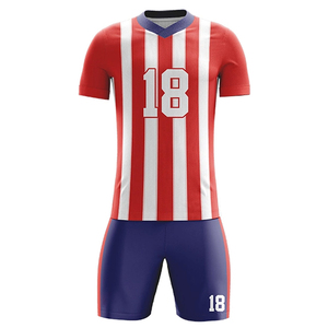Conjunto de Uniforme de Fútbol Personalizado, Camiseta y Pantalones Cortos a Rayas, Ropa Deportiva de Equipo, Sublimación, Kits de Fútbol Unisex para Entrenamiento, Transpirables - Product Image 4