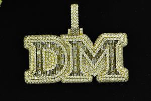 Dvars Diamond Iced Luxury <b>Emerald</b> Moissanite 925 Sterling Silver Gold Plated Rhodium Claw Set Hip Hop Letter <b>Pendant</b> Jewelry - Product Image 5