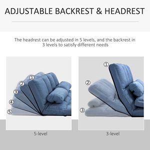 Poltrona Letto Pieghevole Blu con Schienale e Poggiatesta Regolabili, Riscaldabile ed Estensibile per Soggiorno - Product Image 4