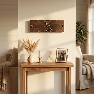Farmhouse Rectangular Wooden <b>Wall</b> <b>Clock</b>, Rustic Gold Number Decor - Product Image 3