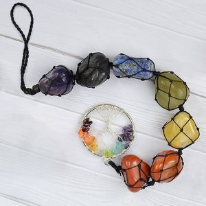Colgante de coche de piedra natural de 7 chakras con cuentas de cristal de ojo turco y diseño de red - Product Image 3