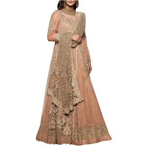 Vestido Lehnga Estilo Asiático para Novia Pakistaní, Lehnga Nupcial Pesada Personalizable para el Día de la Boda - Product Image 1