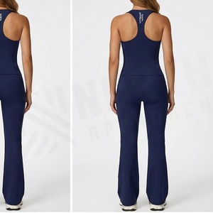 Conjunto de Yoga de 2 Piezas North Approach, Top Corto Deportivo y Pantalones Cortos, Color Azul Marino Sólido, Ropa Deportiva de Secado Rápido para Mujer - Product Image 2