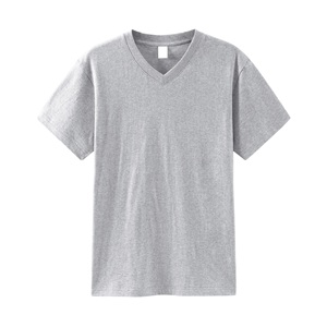 T-shirt d'été ample en coton pur à col en V et manches courtes, broderie personnalisée du logo OEM, fabrication chinoise BD, vêtement de travail anti-humidité - Product Image 2