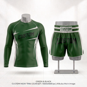 Conjunto de Boxeo de 2 Piezas con Logotipo Personalizado, Rashguard de Compresión Elástica de Lujo, Pantalones Cortos de Poliéster Ligero con Bordado de Alta Calidad - Product Image 5