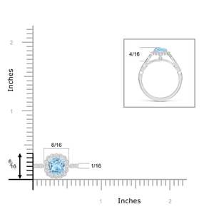 Bague en or massif 14 carats avec halo floral et aquamarine, bijoux fins faits à la main, personnalisés, pour mariage ou fiançailles - Product Image 3