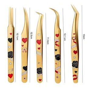 1 Pieza de Pinzas para Pestañas BAFA SURGICAL INSTRUMENTS BSI-ET-364 de Alta Precisión Antiestáticas, Pinzas Modernas para Pestañas y Cejas Chapadas en Oro - Product Image 1