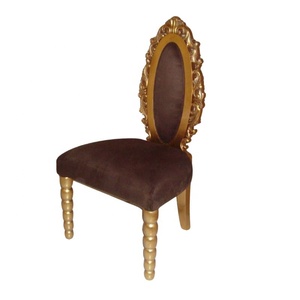 Chaise de salle à manger en or chaise d'appoint rembourrée chaise arabe en bois sculptée à la main chaise de salon turque meubles de salle à manger - Product Image 1