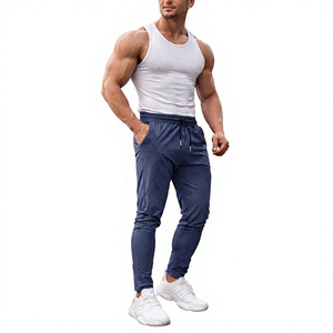 <b>Men's</b> <b>Navy</b> Blue Drawstring Sweatpants Mid Waist Regular Fit Polyester <b>Joggers</b> Casual Style Autumn Wear Pockets Plus Size - Product Image 3