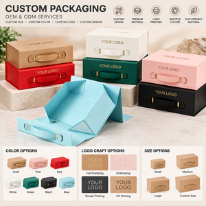 Boîte cadeau pliante de luxe avec poignée en ruban, emballage rigide en papier, boîte cadeau personnalisée pour bijoux, vêtements, mariage et articles de luxe - Product Image 5