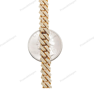 Men's 7MM 20" Iced Cuban Link <b>Chain</b> 925 Sterling <b>Silver</b> Rose/Yellow/White Gold Plated <b>Extended</b> Clasp Thick Miami Luxury - Product Image 2