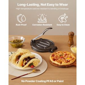 Pressa per Tortillas in Ghisa da 10 Pollici, Pataconera, Macchina per Roti con Manico, 100% Tortilladora, Set di Utensili da Cucina - Product Image 6