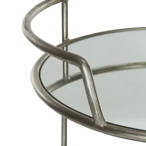 Chariot de bar rond moderne en métal avec étagères en verre, diamètre 22 pouces, hauteur 35,4 pouces, roulettes, design durable - Product Image 2