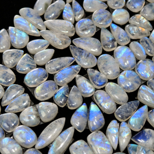 Lote al por mayor de pares de piedras de piedra lunar arcoíris natural para la fabricación de joyas, 12x8x3mm 21x6x3mm, promedio 9 quilates - Product Image 5