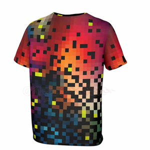 T-shirt à manches courtes pour homme avec imprimé géométrique pixelisé, coupe classique, col rond, style décontracté, respirant, en polyester tricoté - Product Image 6