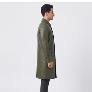Manteau long d'hiver pour homme en cuir véritable de qualité supérieure, double boutonnage, réversible, écologique, style vintage, pour le bureau et les affaires - Product Image 3