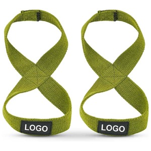 Sangles de levage en nylon vert avec fermeture Velcro antidérapante pour l'entraînement de musculation en salle de sport, unisexe - Product Image 1