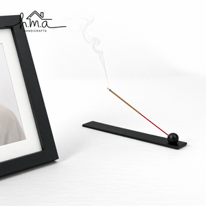 Modern Black Incense Holder with Ball Accent Long Tray <b>Stick</b> Burner Minimalist Ash Catcher Elegant Home Fragrance Meditation - Product Image 1