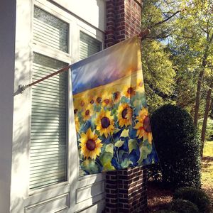 Sunflowers in Watercolor House Flag Large Porch Sleeve Pole Decorative Outside Yard <b>Banner</b> Artwork Wall Hanging, Polyester, Hous - Product Image 2