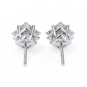 Boucles d'oreilles clous en argent sterling 925 avec moissanite taille princesse, 4 griffes, plaqué rhodium, fermeture à vis, pour cadeau de mariage - Product Image 5