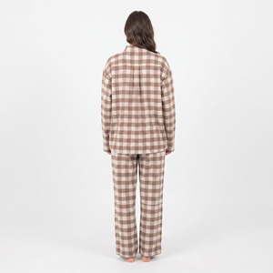 Women's Plaid Button Up Long Sleeve <b>Shirt</b> Loose Fit Casual 100%Cotton <b>Flannel</b> Night Suit Soft Comfortable Night Suit <b>Ladies</b> - Product Image 2