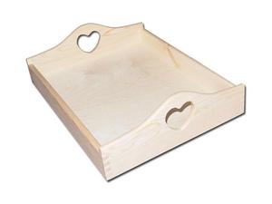 Plateau de service rectangulaire en bois naturel avec poignées en forme de cœur découpées, plateau alimentaire sûr fabriqué au Vietnam - Product Image 3