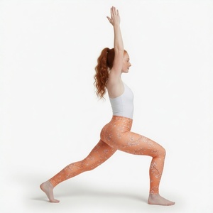 Leggings de yoga taille haute à imprimé floral, longueur intégrale, froncés aux fesses, extensibles, pour femme, tenue de sport et d'entraînement - Product Image 1