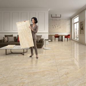 Carreaux de porcelaine émaillée polie 1200 x 600 mm, effet marbre crème avec veinage blanc pour sol - Product Image 1