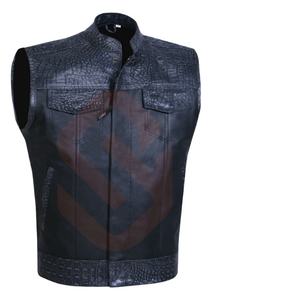 Gilet en cuir de moto en gros avec protection en cuir de vachette véritable certifié CE gilet en cuir de course blindé pour motard - Product Image 1