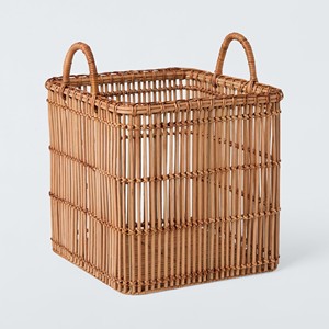 Set of nesting rattan storage <b>basket</b> books & clothes holder <b>baskets</b> with inset handles home organization - Product Image 4