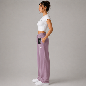 Pantalons de survêtement à taille haute, coupe droite, personnalisés OEM/ODM, avec logo imprimé sur mesure, respirants, pour femmes. - Product Image 2