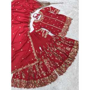 ชุดสุดยอดชาราร่าและ dupatta สำหรับผู้หญิงที่มีงานปักและลำดับ - Product Image 6