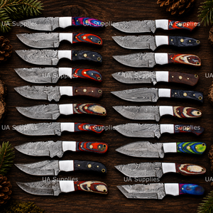มีดล่าสัตว์เหล็กดามัสกัสพรีเมียม ด้ามไม้สั่งทำพิเศษ ใบมีดแบบ Fixed Blade ปลายแหลม ความหนา 0.5 มม. สำหรับตั้งแคมป์ เอาตัวรอด และบุชคราฟท์ - Product Image 2
