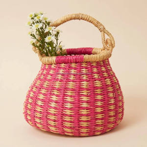 Cesta Bolga Hecha a Mano de Pasto Marino, Color Natural, Decoración Sostenible para el Hogar, Cesta de Vietnam - Product Image 3