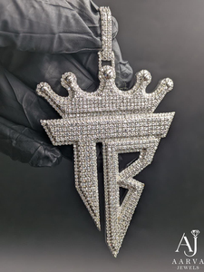 Pendentif personnalisé en moissanite avec lettre, en argent 925 plaqué or et rhodium, bijou hip-hop unisexe pour soirée - Product Image 1