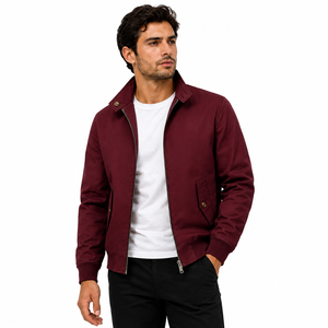 Veste Harrington décontractée pour homme en tissu sergé premium, fermeture éclair, poches boutonnées, logo personnalisé - Product Image 3