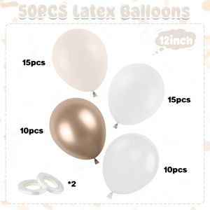 ลูกโป่งมุกสีขาวทองเปลือย ขนาด 12 นิ้ว 50 ชิ้น สีเมทัลลิกสำหรับแชมเปญ ลูกโป่งสีทรายใสสำหรับงานแต่งงานของเด็กผู้หญิง ลูกโป่งงานแต่งงาน - Product Image 2