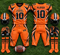 Ensemble d'uniformes de football américain personnalisés, maillot et pantalon sublimés orange et noir, vêtements de sport pour les clubs, les équipes et les joueurs professionnels