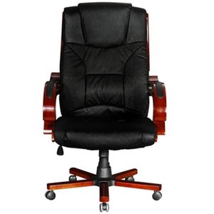 Sedia da ufficio in vera pelle nera con schienale alto - Product Image 4