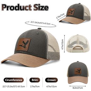 หมวกแก๊ปทรง Trucker 6 แผง ตกแต่งด้วยแผ่นหนัง 100% ผ้าฝ้าย ปรับขนาดได้ด้วย Snap Back เหมาะสำหรับทุกเพศทุกวัย ใช้เป็นอุปกรณ์เสริมสำหรับกิจกรรมกลางแจ้ง - Product Image 3