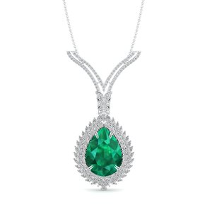 REYES Precio al por Mayor Collares con Colgante de Plata de Ley 925 y Moissanita, Corte Pera, Gema Esmeralda, Joyería Fina para Mujer - Product Image 2