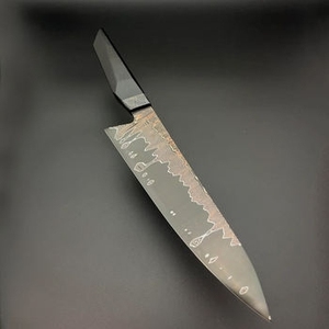 Cuchillo de cocina Santoku de cobre damasco artesanal premium con mango de madera cómodo para una preparación de alimentos eficiente - Product Image 1