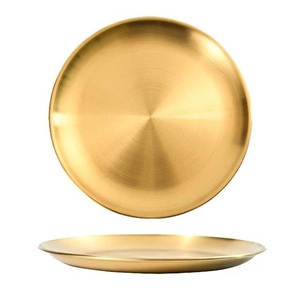 Assiettes de présentation rondes en laiton de qualité supérieure, décoratives, élégantes pour la mise en scène de tables de dîner, de mariages et de banquets - Product Image 1