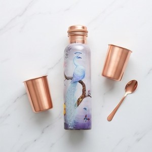 Botella de agua azul cielo, botella de cobre a prueba de fugas con impresión personalizada de 1000ml, hecha de Metal, perfecta para vajilla de cocina, superventas - Product Image 1