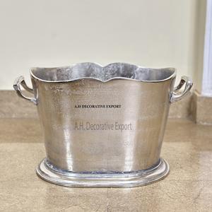 Seau à vin de luxe argenté avec poignées, refroidisseur à champagne, bac à glace double pour bouteilles de vin, idéal pour mariages et décorations de fête - Product Image 4