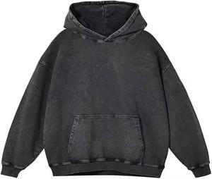 เสื้อฮู้ดดี้วินเทจทรงใหญ่สำหรับผู้ชาย ล้างสีแบบแอซิดวอช ราคาขายส่ง ขายดีที่สุด ดีไซน์ระบายอากาศได้ดี คุณภาพสูง เสื้อฮู้ดดี้ผู้ชายแบบล้างสีแบบแอซิดวอช - Product Image 1