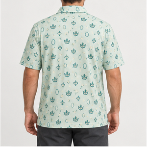 Camisa Polo Trackstar para Hombre, Color Verde Menta, con Estampado de Máscara de Carnaval, Manga Corta, Cuello con Botones, Camisa de Golf, Logotipo Personalizado - Product Image 3